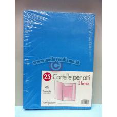 Cartelle per atti 3 lembi 200 g/m2- Conf.25 cartelle blu