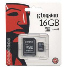 MICRO SD 16GB SDHC KINGSTON Class 4 con 1 adattatore